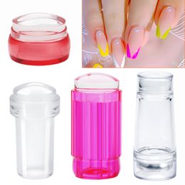 1set Easy-French Nail Stamper Templates Monocle Clear Jelly Print Silicone Transfer Printing Scraper Nailtips DIY Template Stamping