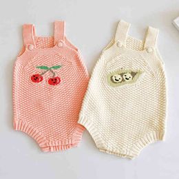 Infant Baby Girl Boy Sleeveless Rompers Fruits Jumpsuit Knitting Braces Overalls born Girls Boys Clothes 210429