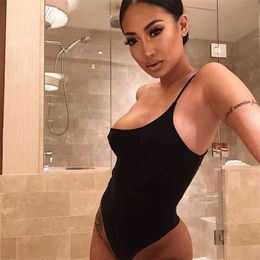 Arrival Summer One Strap Sexy Bodysuit Women Sleeveless Bodycon Rompers Top Black Jumpsuits Skinny Bodysuits 210517