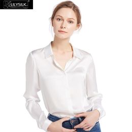 LilySilk 100 Silk Shirts Blouse Women 22 momme Basic Placket Chinese Charmeuse Natural Glossy Elegant Ladies Long sleeves 210317
