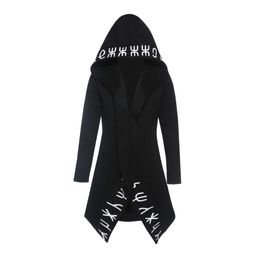 Women's Hoodies & Sweatshirts Women Casual Gothic Punk Plus Size Loose Hooded Wrapped Solid Print Hip Hop Female Fashion Goth High Street