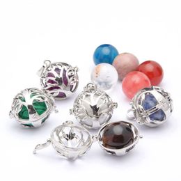 Natural Stone Crystals Agate Bead Alloy May Open Pendant Necklace Life Tree Detachable Reiki Hanging Accessory Crystal Ball Trendsetter Fashion Charm Jewelry