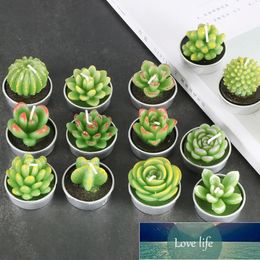 6pcs Artificial Succulent Plants Cactus Candle For Birthday Party Wedding Site Decoration Candlelight Decorative Accessories