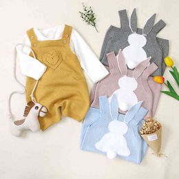 Baby Boys Girls Rabbit Knitted Braces Rompers Autumn Infant Romper born Boy Girl Clothes 210429