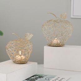 Candle Holders Creative Apple Holder White Iron Dining Candlelight Dinner Home Desktop Decoration Christmas Candlestick