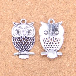 52pcs Antique Silver Bronze Plated hollow owl Charms Pendant DIY Necklace Bracelet Bangle Findings 32*19mm