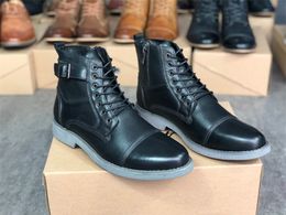 Fashion Men Martin Boot Oxford Lace Up Formal Dress Shoes High Top Genuine Leather Sneakers Male Non-slip Ankle Boots Party Wedding Shoe 013