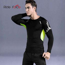 Men Sports Quick Drying Long Sleeves Compression Underwear Outdoor Running Jogging Clothes Gym Fitness Workout Tights Costume Y1221