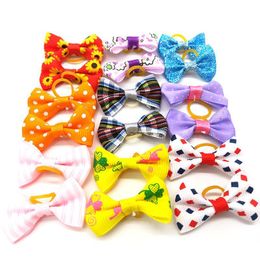 2021 NEW DHL Dog Hair Bows with Rubber Bands Dog Topknot Bows Cute Dog Pet Hair Clips Cute Pet Grooming Cat Little Flower Bows