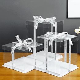 Gift Wrap Cake Transparent PVC Packaging Box Clear Plastic Bag Wrapping Large Square Transparency Mother'S Day Gifts Container