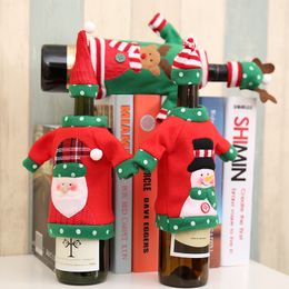 Fashion Clubs Christmas Wine Bottle Knitted Ugly Sweater Covers Dress Set Santa Wines BottlesBags xmas Party Decorations WY1396