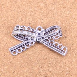 24pcs Antique Silver Bronze Plated bow-knot bow Charms Pendant DIY Necklace Bracelet Bangle Findings 44*23mm