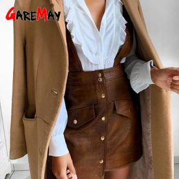 Winter Women Faux Leather Dress Streetwear PU Soft Animal Print Overalls Autumn High Waist Lady Strap Mini 210428