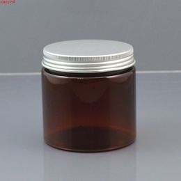 50pcs/lot 200ml Brown Plastic Cosmetic Jar PET Serum Bottle Aluminium Cap 200g Thread Cream Container Factory Wholesale 200HJYJgoods