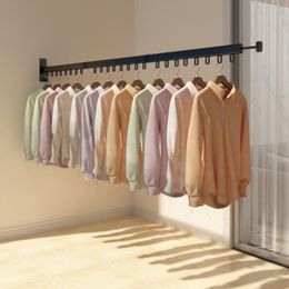 laundry hanger bar UK - Hangers & Racks Wall Mounted 3 Section Folding Clothes Hanger Drying Clothing Rack Bar Space Saving Laundry Organizer
