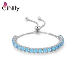 Cinily Prong Setting Fire Opal Bracelets Bohemia Silver Plated Fashion Jewelry Bracelet for Women Jewelry Birthday Fashion Gift Q0717