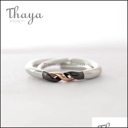 Wedding Rings Jewellery Thaya Winding Design Finger Ring S925 Sier Black And Rose Gold Simple Couple Interlocking For Women Elegant Y0122 Drop