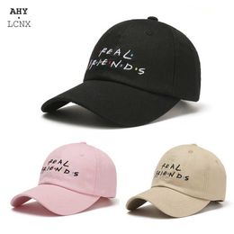 Korean Brand Baseball Cap Men Women Letter embroidery Real Friends Hat Trending Hip Hop Snapback Cap Casual Kanye Tumblr Dad Hat X0726