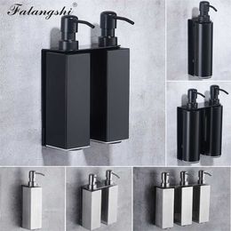 Falangshi High Quality Black Soap Dispenser Bathroom Accessories Stainless Steel 304 Wall Mounted Liquid Organise WB8600 211206