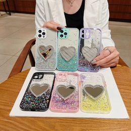 New Luxury phone case Love Heart Mirror designer casesl For Iphone 13 12 11 Pro Max 7 Plus X XR Fashion Glitter Soft back Cover