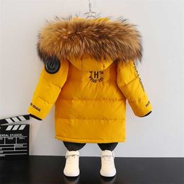 -30 Children Winter Hooded Coat Thick Warm 90% White duck Down Jacket Girls Boy clothes Kids Parka clothing Outerwear snowsuit 211203