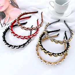 Vintage Metal Chain Bezel Hairband Women Braided Headband Girls Hair Accessories Opaska Do Wlosow Diademas Para El Pelo