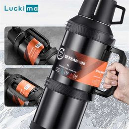 Outdoor Sport Thermos Water Bottle 48 Hours Keep Warm/Cold Thermal Insulation Pot 2.3/3L Travelling Car Insulated Cup Gift 211122