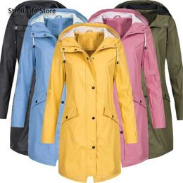 Long Women Raincoat Waterproof Jacket Windbreaker Coat Windcoat Bike Woman Coats Corta Vento Feminina Gift 211025