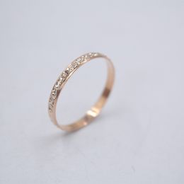 Real 18k Solid Rose Gold For Women Carved Coin Pattern Lucky s Engagement Wedding Ring Christmas Gift 2mmW