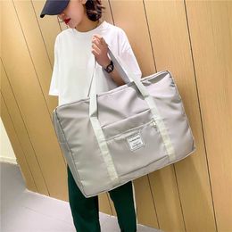 Large Capacity Fitness Travel Bag Nylon Waterproof Clothing Daily Handbag Shoulder Bag For Women Yoga Training Sport Bags X776B Y0721