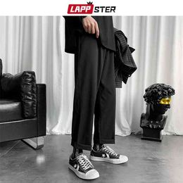 LAPPSTER Mens Black Korean Harem Pants Japanese Streetwear Joggers Harajuku Sweatpants Hip Hop Casual Trousers Plus Size 210715