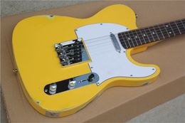 Custom Shop Relic Yellow Electric Guitar Basswood Body Vintage Rosewood Fingerboard Tuners Chrome Hardware 6 String Free Shipping