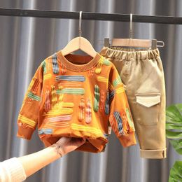Spring Autumn Baby T-shirt Pants Suits Toddler Tracksuits Children Boys Girls Sport Style Clothing Sets Kids Clothes 0-4 YEARS X0802
