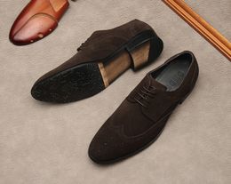 Suede Oxford Shoes For Men Genuine Leather Casual Shoes Lace Up Fashion Formal Shoes Wedding Business Black Dress Men