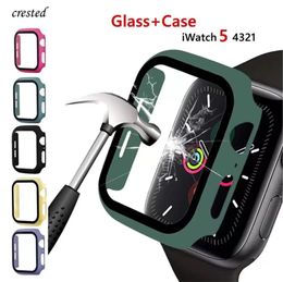iWatch Full Screen Protector cases 38mm 42 mm 40mm 44mm Bumper Frame PC Hard Case For Watch 5/4/3/2 Cover With Tempered Glass Film