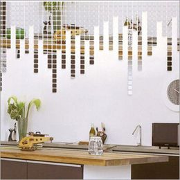 Wall Stickers 100 Pcs/set 2*2CM Mirrored Decorative Sticker Self-adhesive 3D Mirror Decal Mosaic Room Art DIY Decorations