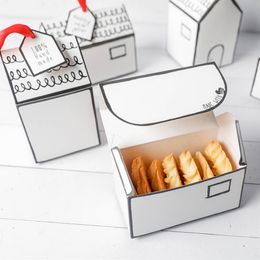 Party Favour Small House Paper Packing box nougat cookies candy wedding gift Boxes DH2011