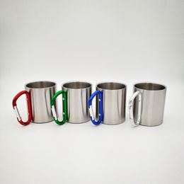 Stainless Steel Mugs for Camping Travelling Outdoor Cup Mug with Carabiner Hook Handle