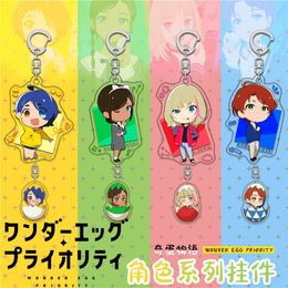 New Anime WONDER EGG PRIORITY Keychain Women Cartoon Figure Ohto Ai Acrylic Pendents Key Ring Funny Girls Jewellery Sleutelhanger