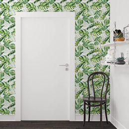 Window Stickers Tropical Green Leaf Peel And Stick Wallpaper Self-Adhesive Prepasted Thickened Waterproof Wall Mural For Decor