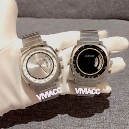 Classic New Men Stainless steel Irregular square Wrist watch zircon Quartz clock multi-function sport Time Watches 40mm