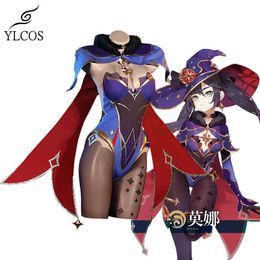 Genshin Impact Costumes MONA Cosplay Halloween Party Game Dress For Women Girls Suit Y0903