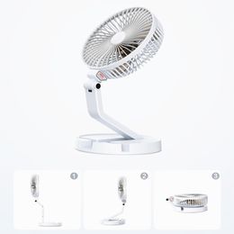 7 Inch Portable Folding Desk Fan Adjustable with 2600 mAh USB Rechargeable Battery and Built-in Lamp for Office Home Picnic