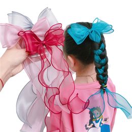 hair clip with flowers packaging metallic korean set Long streamer bow children clips Hairpin princess braided headdress 10pcs