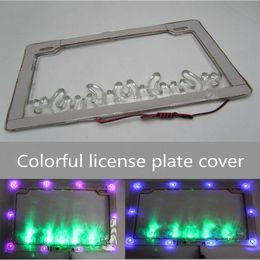 1 Pcs Universal Motorcycle ABS 12V 3W LED License Plate Frame Cover Motorbike Multicolor Flash Decorative Cover Trim Accessories car