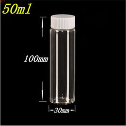 20 pcs 21 mm Screw Mouth 30x100 Glass Bottles With White Plastic Cap DIY 50 ml Empty Multifunction Containers Jarsgood qty