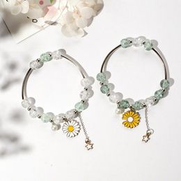 Charm Bracelets Fashion Small Daisy Flower For Women Girls Korean Handmade Crystal Bohemia Beads Bracelet Party Jewellery Gifts