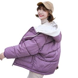 Winter Jacket women down hooded Students' Short-style Clothes Girls'Winter Cotton-padded Coats Big Size 915 211216