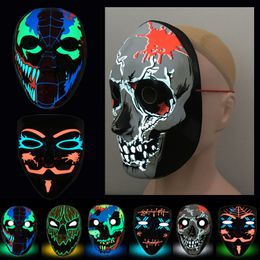 Halloween Glow Mask 3D EL Election Horror Masks 3 Luminous Modes Ghost Festival Party Cosplay Props 10 Styles