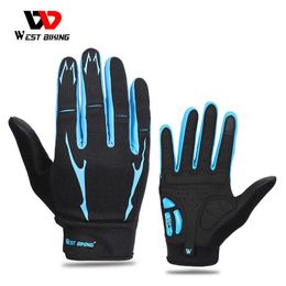 WEST BIKING Breathable Cycling Gloves GEL Liquid Silicone Palm Non-slip Sports Full Finger Bicycle Glove Half Finger Bike Gloves H1022